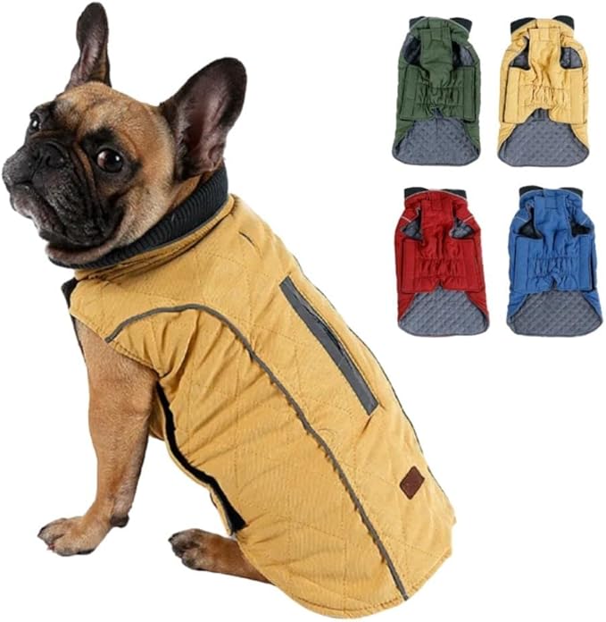 Winter Coat Warm Jacket for Dogs Cats Pets Cold Weather with Reflective Brim (Large, Blue)