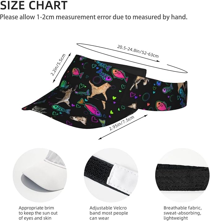 Cute Cat Sport Sun Visor Hats Cute Animal Sun Hat Empty Top Baseball Cap for Outdoor Cat Baseball Hats Cap