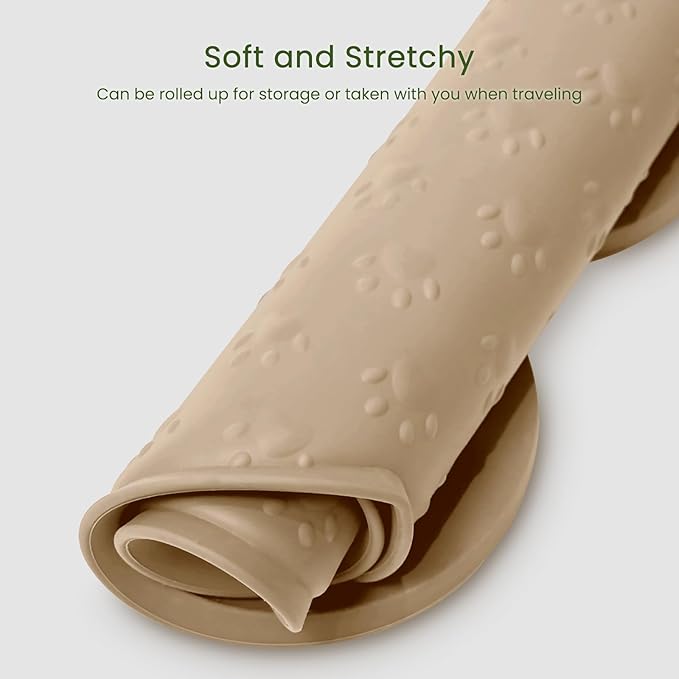 Dog Food Mat Anti-Slip Silicone Dog Bowl Mat Thicker Pet Placemat Waterproof Cat Feeder Pad with Raised Edge Puppy Kitten Feeding Mats Suitable Small Medium-Sized Dogs Cats Eating Tray