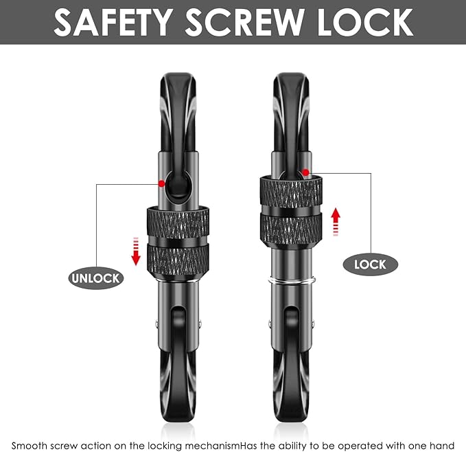 Gabbro Carabiner Clips Heavy Duty, | Wiregate Snap, Screw Locking, Aluminum, Lightweight Caribeener | for Hammock, Hiking, Camping, Water Bottle, Dog Leash Harness, Keychains
