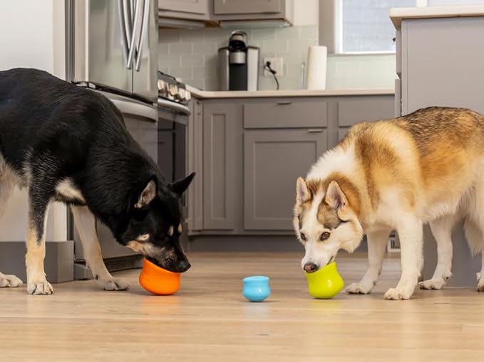 WEST PAW Zogoflex Toppl Treat Dispensing Dog Toy Puzzle – Interactive Chew Toys for Dogs – Dog Toy for Moderate Chewers, Fetch, Catch – Holds Kibble, Treats, X-Large, Tangerine