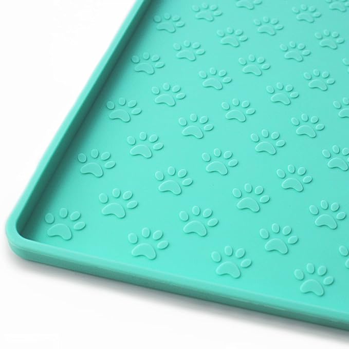 Ptlom Pet Placemat for Dog and Cat, Mat for Prevent Food and Water Overflow, Suitable for Small, Medium and Big Pet 18" 12", Light Green