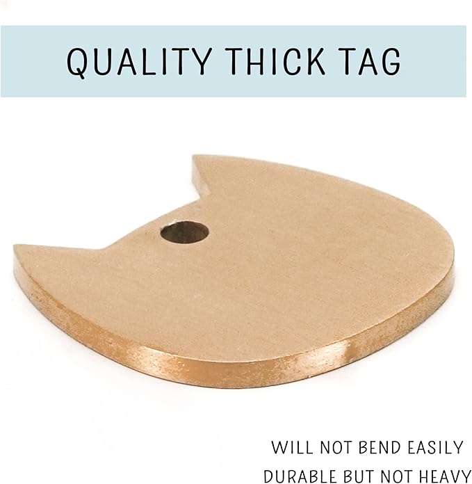 Ultra Joys Cat ID Tag Personalized Pet Tags, Durable Stainless Steel Small Pet Mini Dog Cat Tag Lightweight - Cathead Tag in Rose Gold