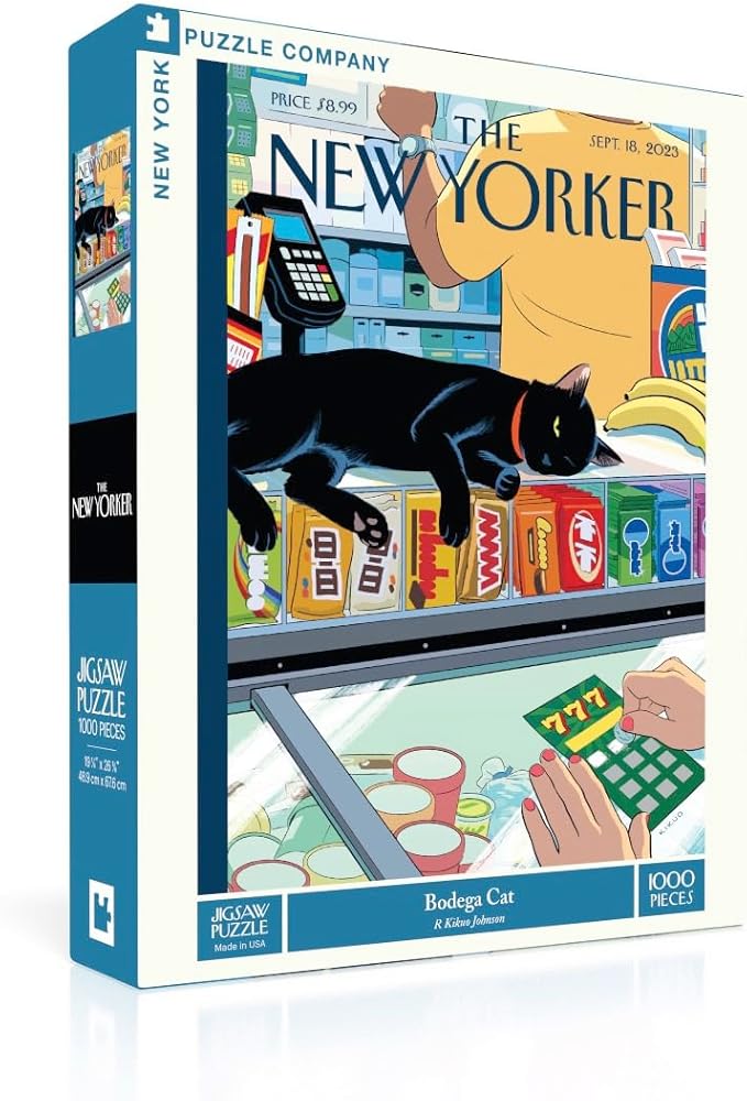 New York Puzzle Company - New Yorker Bodega Cat - 1000 Piece Jigsaw Puzzle for Adults by R. Kikuo Johnson