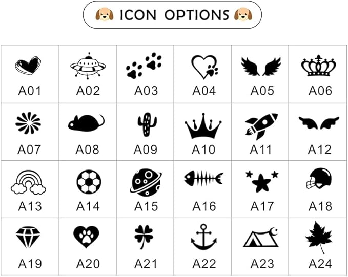 Stainless Steel Cat ID Tag Personalized Pet Tags with up to 4 Lines of Custom Text, Small Pet Mini Dog Cat Tag Lightweight, Engraved on Both Sides, Multiple Patterns Colors Size Options (Icon)