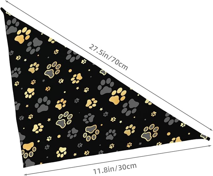 Puppy Paw Dog Paw Print Grey Gold Dog Bandana Scarf Triangle Bibs Pet Accessories Cat Kerchief