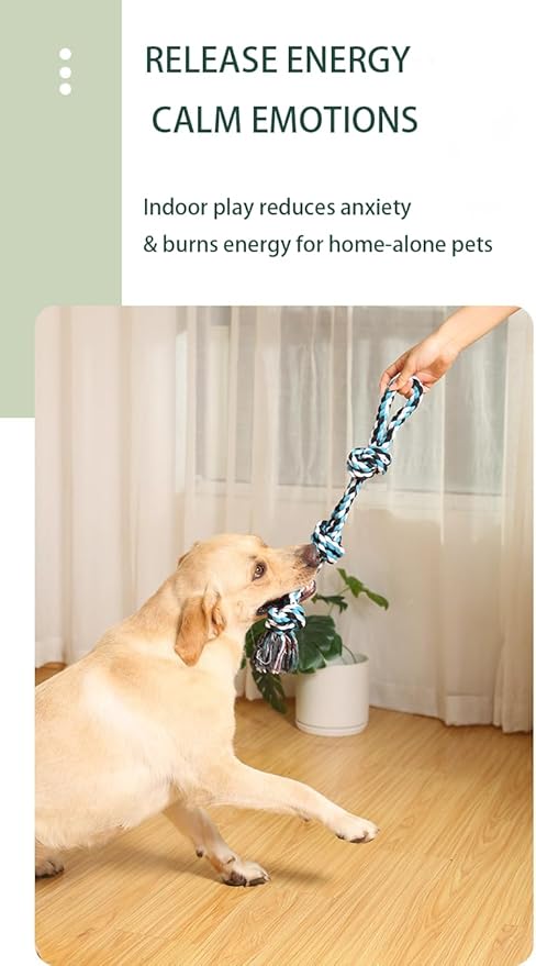 2-Pack 21" Natural Fiber Dog Rope Toy - Twisted Chew for Strong Chewers, Interactive Fetch Fun with Textured Knots