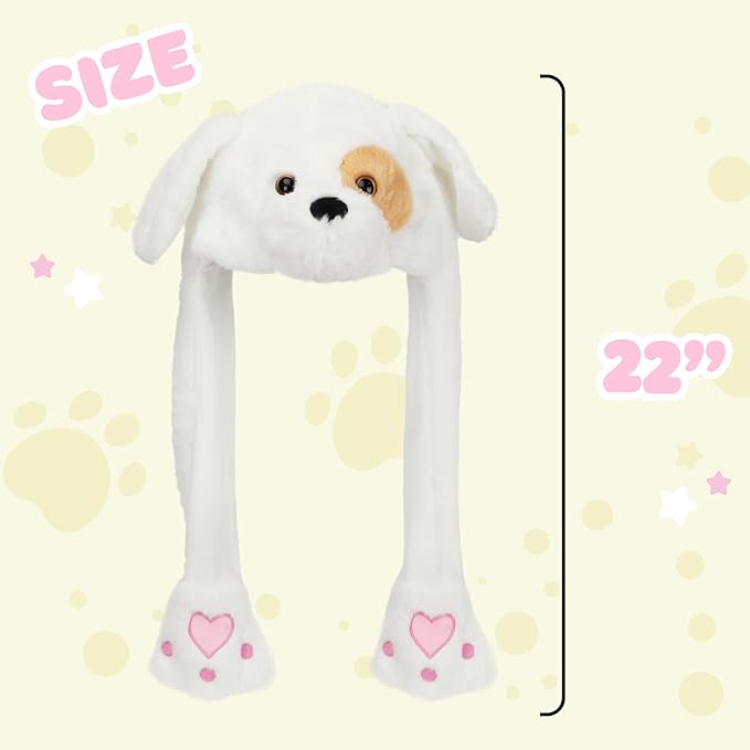 Animal Hat with Ears Moving Jumping Pop Up Beating Hat Plush Holiday Cosplay Dress Up Funny Gift for Kids