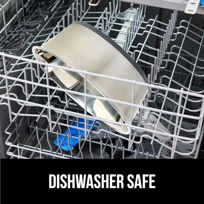 GORILLA GRIP Dog Bowl, Holds 4 Cups (32 fl oz), Heavy Duty Metal Food and Water Bowl for Feeding Dogs and Cats, Easy Clean, Dishwasher Safe, Rust Resistant Stainless Steel, BPA Free Rubber Base, Gray