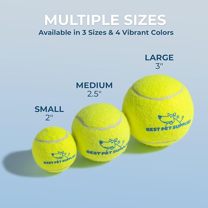 Best Pet Supplies Interactive Squeaky Dog Chew Toy, Ideal Dog Toys for Chewers, Small, Medium & Large Dogs, and Fetch Lovers - Tennis (Yellow), Large (Pack of 4)