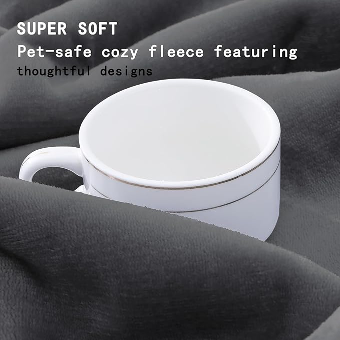 Smiry Waterproof Dog Bed Blanket, Leakproof Pet Throw Blanket for Bed Couch Sofa, Reversible Sherpa Fleece Furniture Protector Cover for Small Medium Large Dogs Cats (Dark Grey, 40x57 inches)