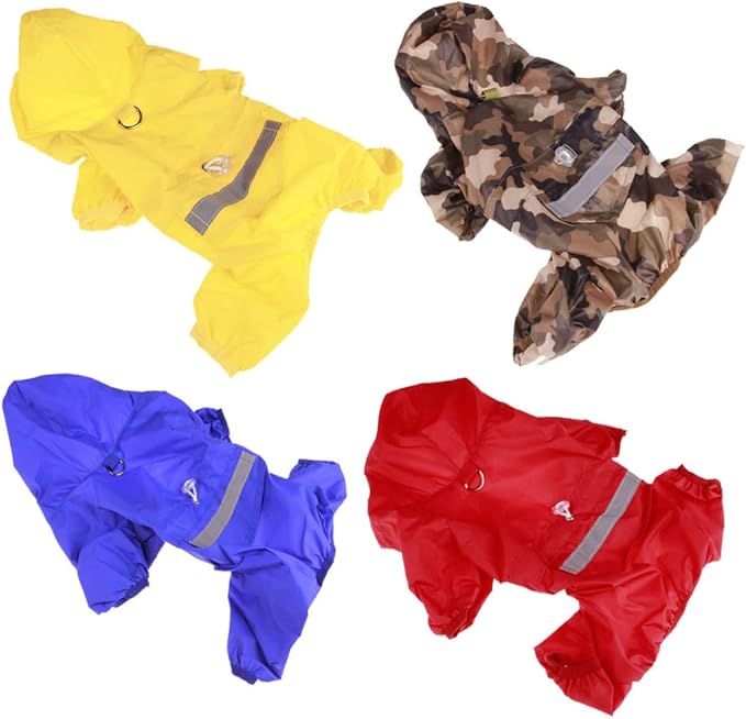 Balacoo Reflective Dog Raincoat Small Puppy Jacket with Hood for Pet Cat Dog Rain Size 2XL Red