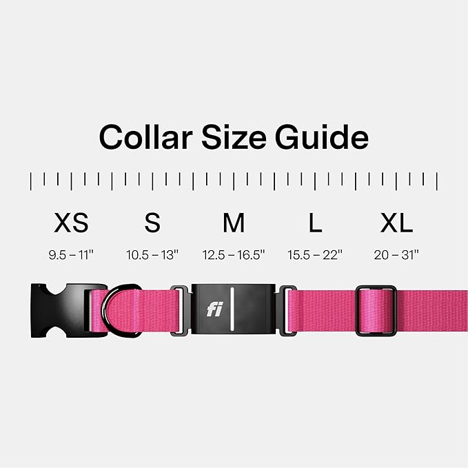 New Fi Series 3+ Smart Dog Collar - GPS Dog Tracker and Activity & New Fitness Monitor, Waterproof, LED Light, Escape Alerts, Nationwide Coverage [Free 6 Month Membership] (Pink, Large)