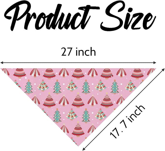 Christmas Dog Bandanas, Dog Bandanas, Christmas Tree Decor Dogs Bandana, Pink Xmas Bandana for Small Medium Dogs, Pet Triangle Scarf
