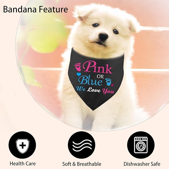 Pink or Blue? We Love You Gender Reveal Dog Bandana, Pregnancy Announcement, Pets Prop Party Supplies, Dog Accessories