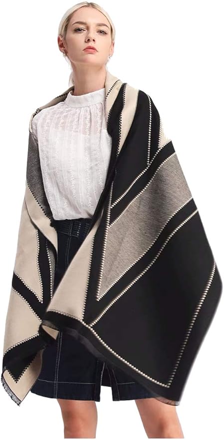 Jeelow Womens Pashmina Shawl Wrap Scarf - Elegant Dressy Evening Poncho Cape for Formal and Wedding Outfits