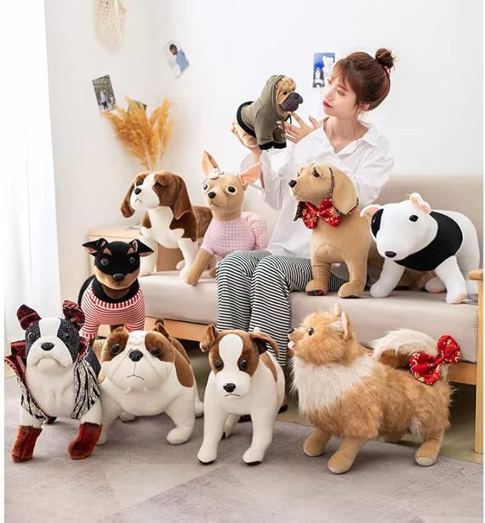 CU-MATE 11 Inch- Shih Tzu Puppy Toys Dog -White Longhaired Pomeranian Plush Stuffed Animal Realistic Dog Plush Toy Pet Present Gift