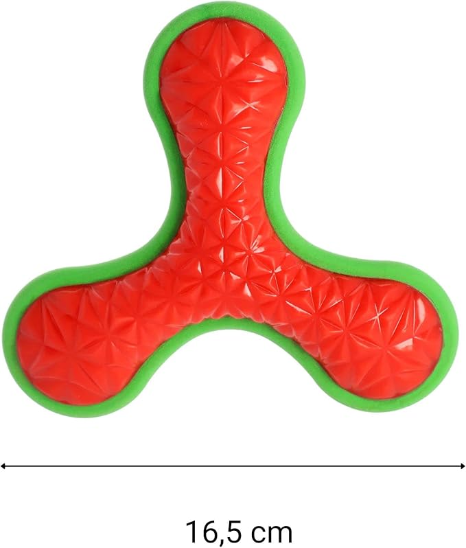 Dingo Toy for Dog, Durable TPR Rubber for chewers, Fetch Toy for Play, Boomerang 9.1", 17395 (Bommerang tri)