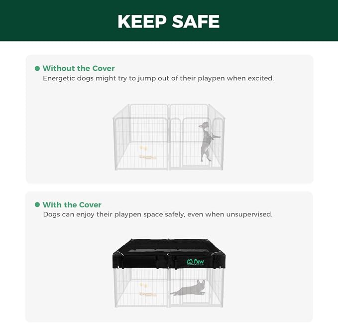 FXW Homeplus Unleashed Indoor Dog Playpen - Stress-Free and Safe Play, Heavy Duty 24 Inch 8 Panels with Playpen Cover for Puppy and Small Dogs, White│Patented