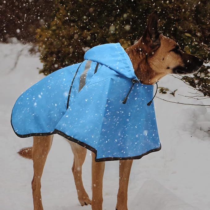 Candofly Dog Raincoat Hooded Poncho - Adjustable Waterproof Dog Rain Jacket Lightweight Reflective Dog Rain Coat Pet Slicker for Small Medium Large Dogs (Large, Sky Blue)