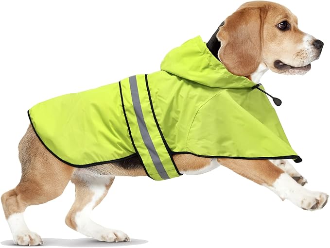 Dog Raincoats - Waterproof Dog Coat Hooded Reflective Puppy Rain Jacket with Leash Hole, Lightweight Pet Apparel Poncho Slicker for Dog Walking (Small, Green)
