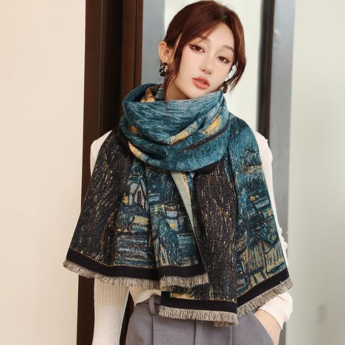 Jeelow Womens Pashmina Shawl Wrap Scarf - Elegant Dressy Evening Poncho Cape for Formal and Wedding Outfits