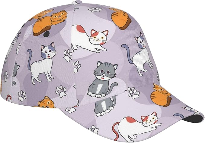 Cute Funny Cat Baseball Cap for Women Men Adjustable Animal Cat Snapback Baseball Hats