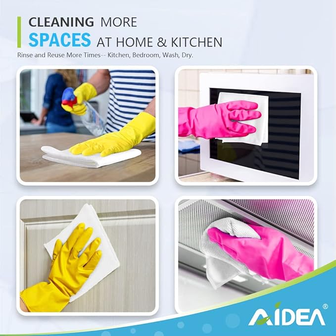 AIDEA White Microfiber Cleaning Cloth 24PK, Absorbent Cleaning Rags for Housekeeping, Lint Free, Scratch Free Wash Cloths, Microfiber Towels, Dish Towels White, Bar Rags, 11.5"x 11.5"