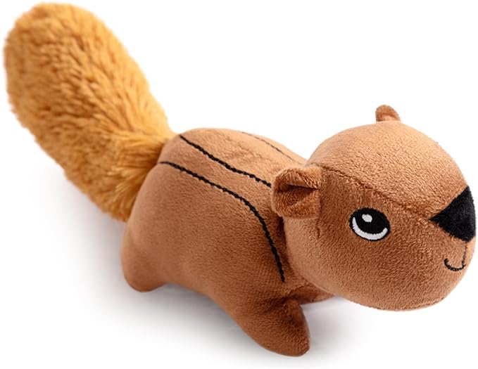 Hollypet Squeaky Plush Stuffed Durable Dog Toys, Cute Puppy Chew Toys for Small, Medium and Large Breed Dogs, Squirrel