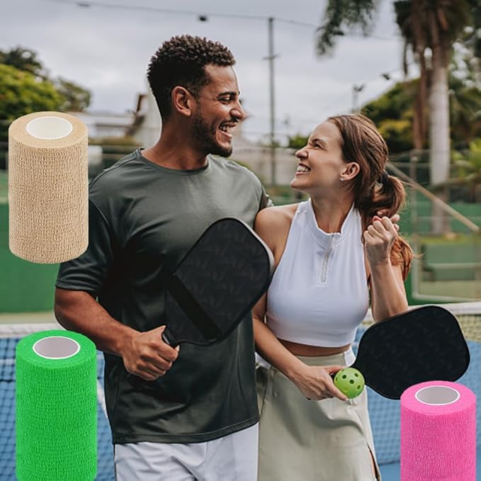 12 Pack Self Adhesive Bandage Wrap,3" X 5 Yards Elastic Cohesive Bandage for Sports,Wrist,Ankle,Vet Wrap,Grip Tape