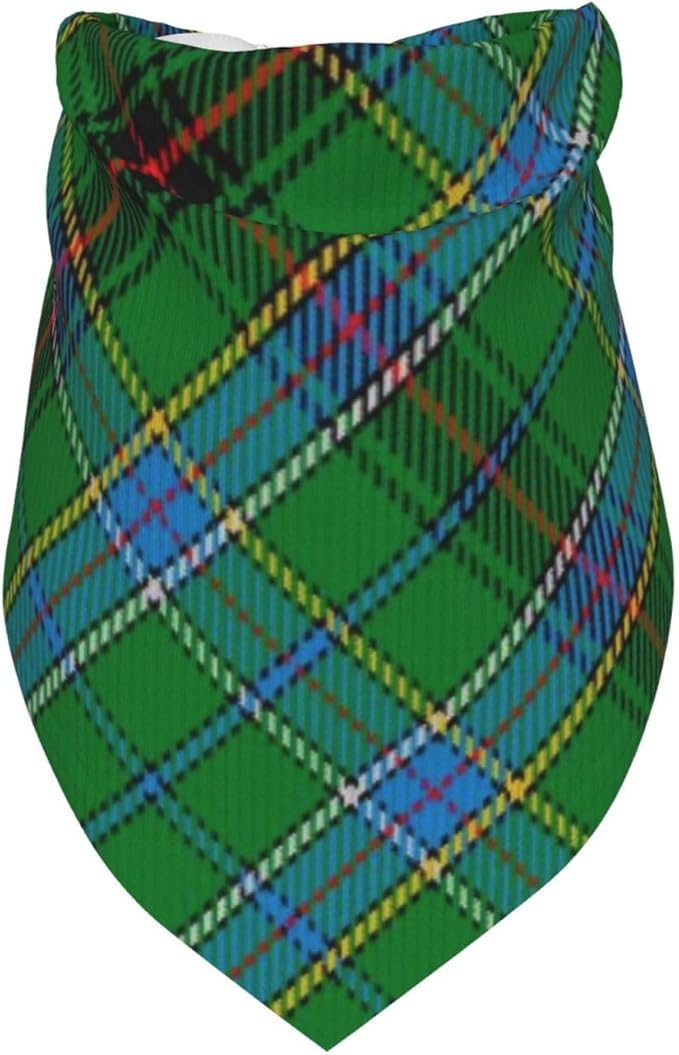 Scots Style Tartan Plaid Teal Dog Bandana Scarf Triangle Bibs Pet Accessories Cat Kerchief