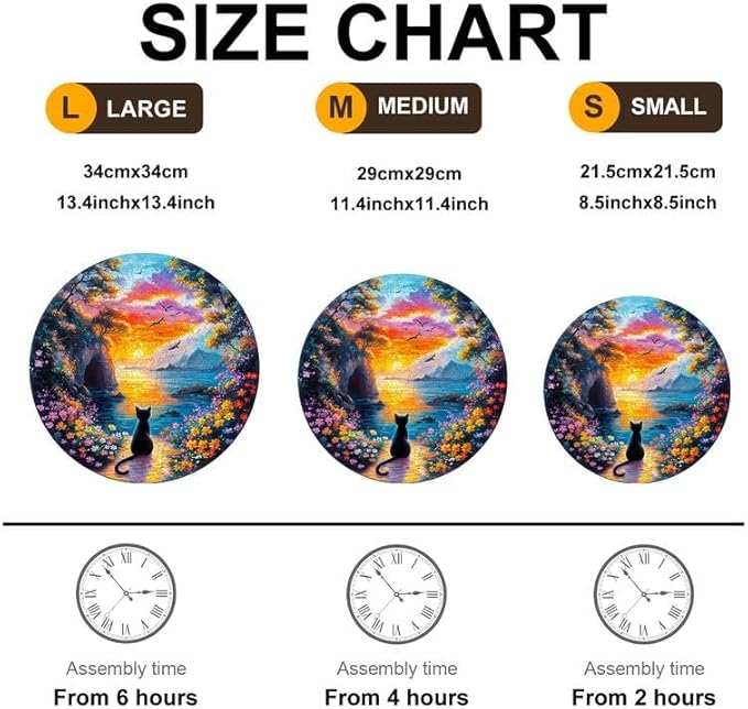 Jigfoxy Wooden Puzzle for Adults, Kitten Wooden Jigsaw Puzzles for Adult, Unique Cat Shape Wood Cut Puzzles, Christmas Thanksgiving Gifts for Friends Family (L-13.4 * 13.4in-300pcs)