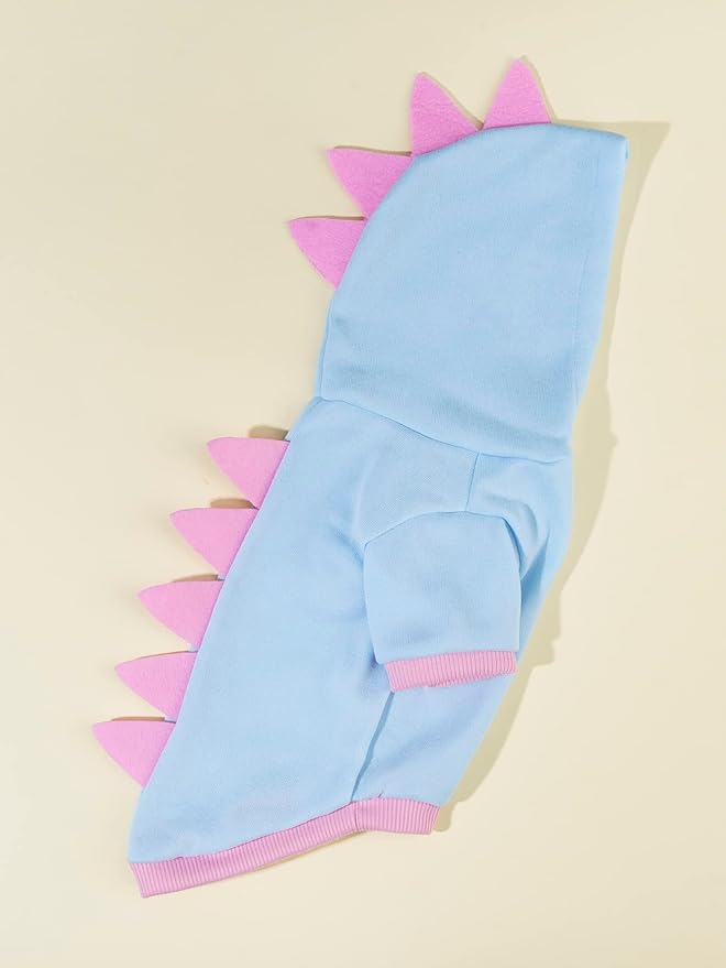 QWINEE Dinosaur Dog Hoodie - Warm Jacket for Puppy, Kitten, Small, Medium Dogs & Cats - Baby Blue, X-Small - QWN01-418553566-XS