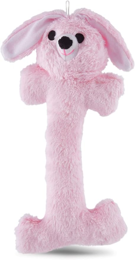 Jeffers Pet Plush Dog Toy with Squeaker, Pink Bunny 14" - Soft Crinkle Fabric, Safe & Durable, Healthy Fun for Small & Medium Dogs, Interactive Play, Fetch, Tug - Best Gift for Active Games