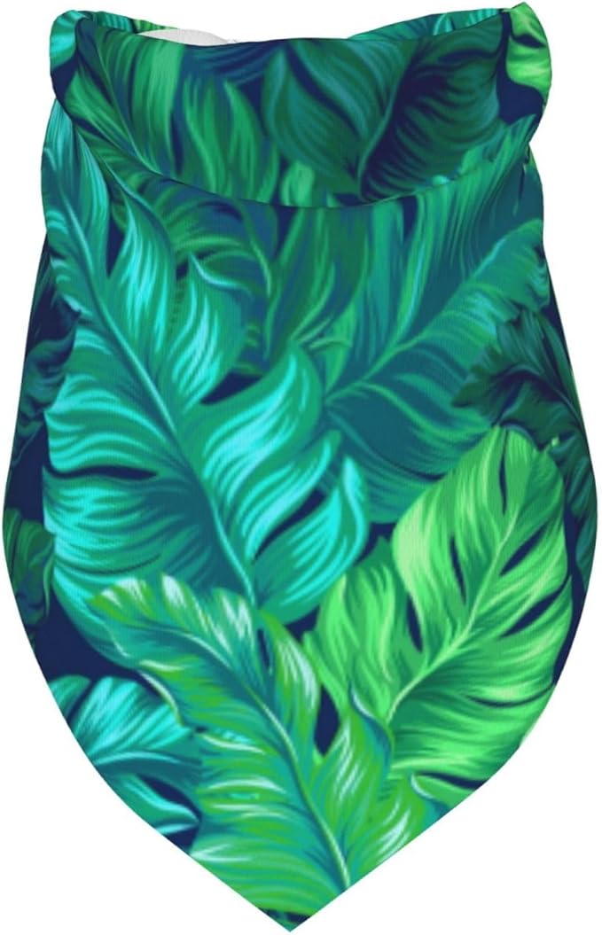 Tropical Hawaiian Leaves Turquoise Leaf Summer Dog Bandana Scarf Triangle Bibs Pet Accessories Cat Kerchief