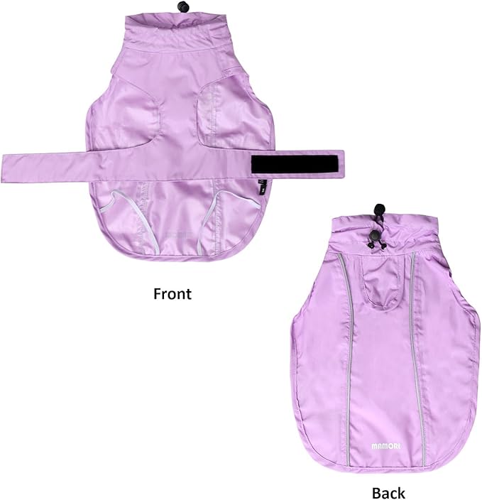 Adjustable Waterproof Dog Raincoat for Dogs,Lightweight Pet Rain Jacket Puppy Clothes with Reflective Strip for Small Medium Large Dogs (Light Purple, XX-Large)