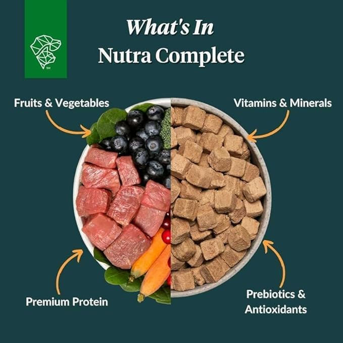 ULTIMATE PET NUTRITION Nutra Complete, 100% Freeze Dried Veterinarian Formulated Raw Dog Food with Antioxidants Prebiotics and Amino Acids, (1 Pound (Pack of 4), Beef)
