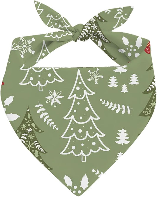 Christmas Dog Bandanas, Dog Bandanas, Christmas Tree Decor Dogs Bandana, Green Xmas Bandana for Small Medium Dogs, Pet Triangle Scarf
