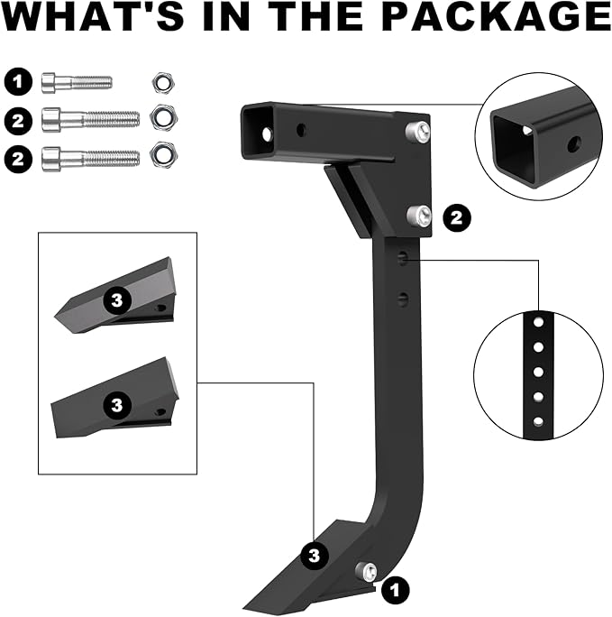Tractor Subsoiler Ripper, 3 Point Hitch Trencher for Soil Breaking & Garden Tilling, Compatible with CAT 0/1 Tractor, ATV/UTV with 2" Receiver, 18" Depth Adjustable with 2 Teeth
