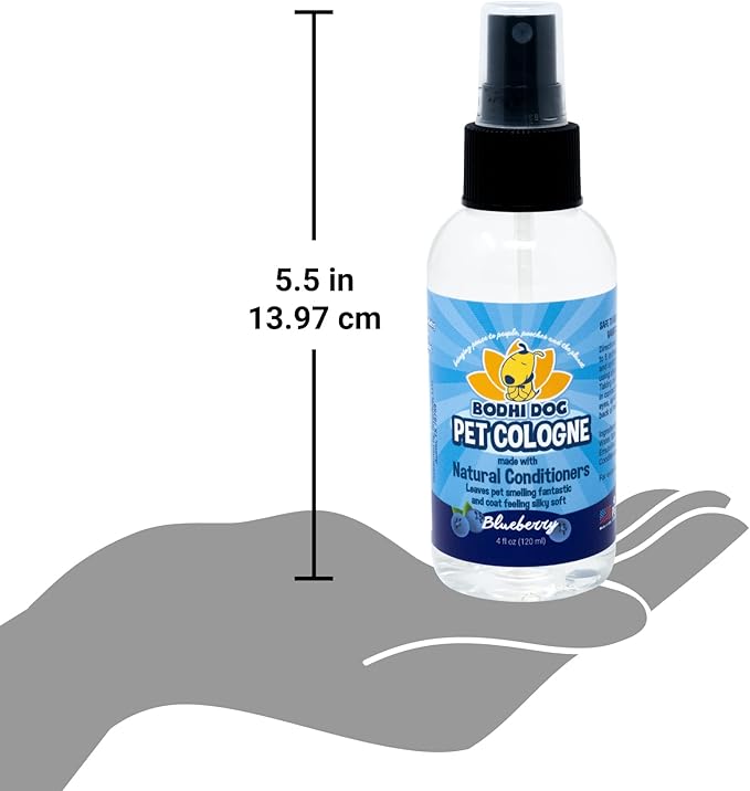 Bodhi Dog Natural Dog Cologne (Blueberry) - Premium Scented Deodorizing Pet Perfume with Conditioner for Dogs & Cats - Keeps Pets Fresh & Clean - Gentle and Safe Formula, Made in USA (4 Fl Oz)