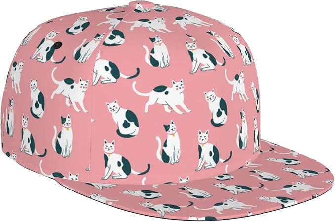 Cute Funny Cat Baseball Cap for Women Men Adjustable Flat Brim Cap Summer Baseball Sun Hats for Travel Hiking