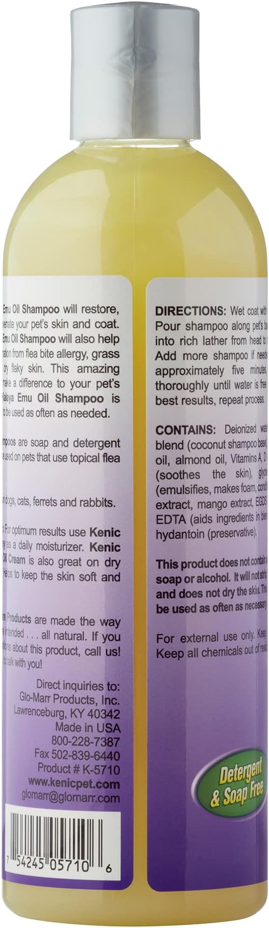 Kenic Emu Oil Anti Itch Dog & Cat Shampoo – Moisturizing 2-in-1 for Itchy Skin, Allergies & Irritation – Natural Relief for Dogs & Cats – 17oz, Made in USA