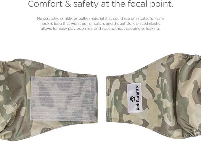 Pet Parents® Washable Belly Bands for Male Dogs (3pack) + Extendrs® of Durable Dog Diapers Male, Premium Male Dog Diapers & Dog Wraps (X-Large, Camo)