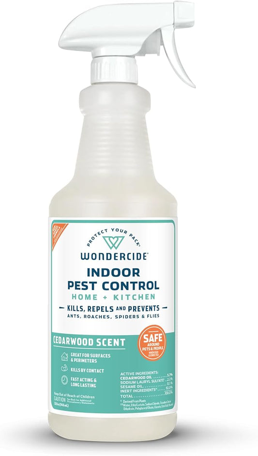 Wondercide - Indoor Pest Control Spray for Home and Kitchen - Ant, Roach, Spider, Fly, Flea, Bug Killer and Insect Repellent - with Natural Essential Oils - Pet and Family Safe — Cedarwood 32 oz