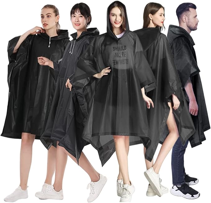 Rain Poncho Raincoats for Adults Reusable - 2-5 Pack EVA Waterproof Rain Coat with Hood, Rain Gear for Women Men