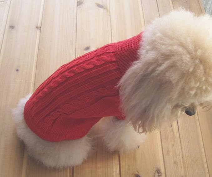 Tangpan Turtleneck Classic Straw-Rope Pro Pet Dog Sweater Apparel (Red,S)