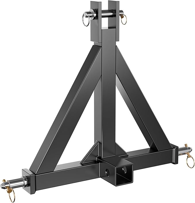 3 Point Trailer Hitch with 2" Receiver for Category 1, 3 Pt Tractor, Heavy Duty Quick Hitch Drawbar Adapter for John Deere, Kubota, Kioti, Yanmar, Cat, NorTrac, BX, LM25H, WLM Tractor, Black
