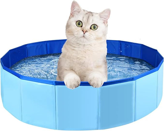 Enenes Foldable Dog Pool 24x8 Inch Portable PVC Pet Swimming Pool & Bath Tub, Collapsible Ball Pit for Indoor/Outdoor Use, Puppy Bath Tub for Dogs, Cats, Puppies