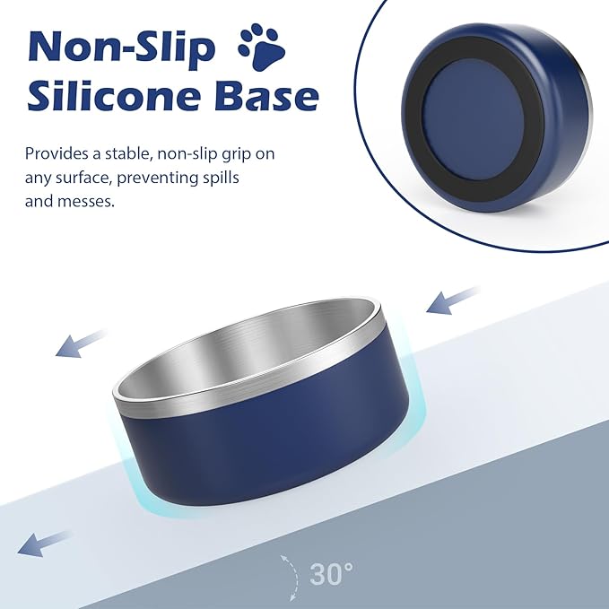 LIANLAI Stainless Steel Dog Bowls, Rust-Resistant Pet Bowls, Non Slip Dog Water Bowl, Versatile Feeding Bowls (Blue，64 oz)