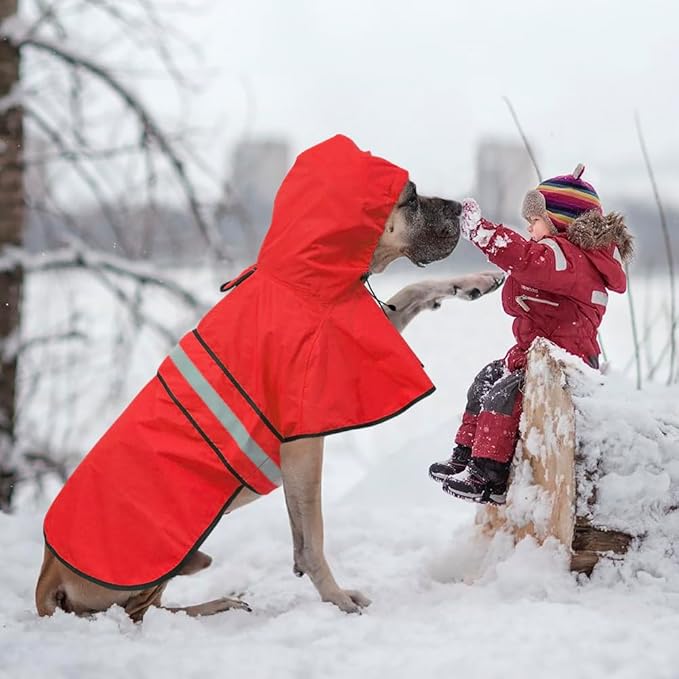 Reflective Dog Raincoat - Adjustable Hooded Pet Rain Coat Jacket, Waterproof Dog Slicker Poncho for Small to X- Large Dogs and Puppies (Red, X-Large)